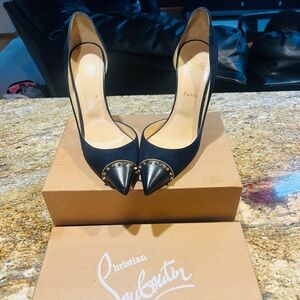 Christian Louboutin Navy Blue Heels with Gold Studs